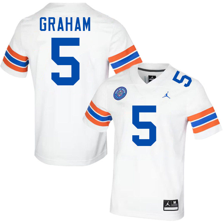 #5 Myles Graham Gators Jersey,Florida Gators College Football Jerseys Stitched-Throwback White